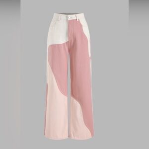 Cider Pink and Cream Wide Leg Pants